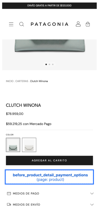 Before Product Detail Payment Options Slot