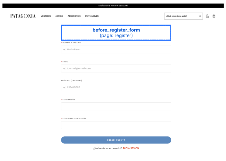 Before Register Form Slot