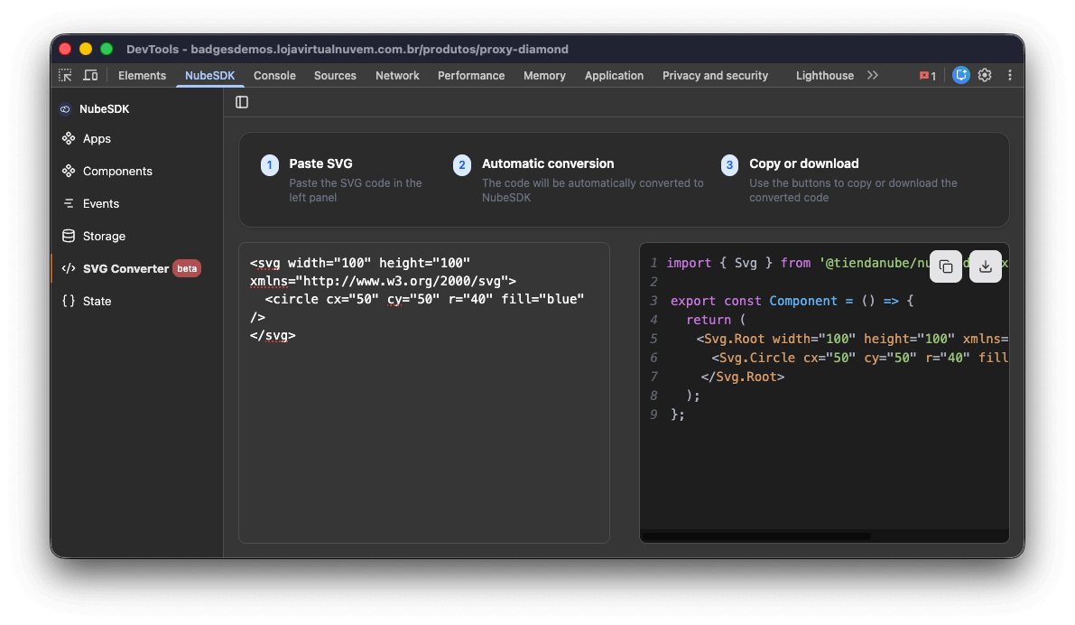 devtools svg converter